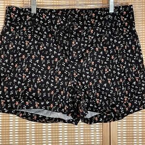 Torrid Womens 16 Shorts Black Pink Chino Floral Stretch Cuffed Pockets Belt Loop
